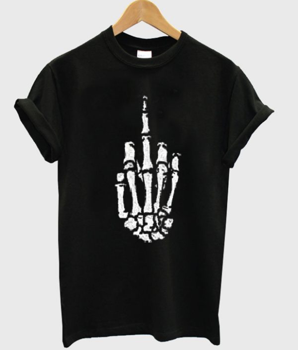 Fuck Off Skeleton Hand Sign Tshirt