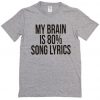 My Brain is 80% Song Lyrics Unisex T-shirt