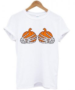 Pumpkin Boobs Skeleton Hands T-shirt