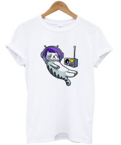 Astronaut Cat Cartoon T-shirt